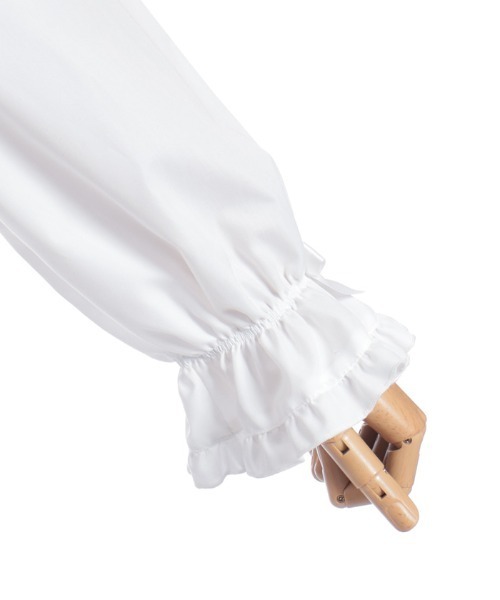 axes femme POETIQUE（アクシーズファムポエティック）の「シャーリングフリル丸襟ブラウス（シャツ/ブラウス・レディース・ホワイト/ブラック・MEDIUM）」の19枚目の写真