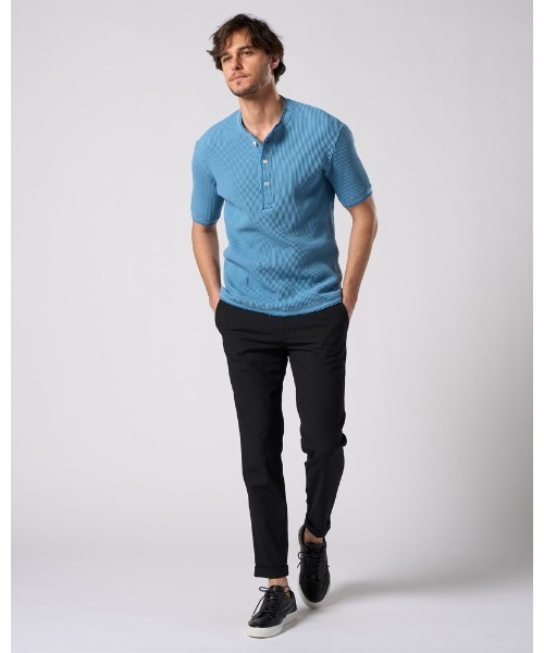 wjk（ダヴルジェイケイ）の「waffle henley S/S（Tシャツ/カットソー・メンズ・ブラック/ライトブルー/ホワイト・SMALL/MEDIUM/LARGE/X-LARGE）」の15枚目の写真