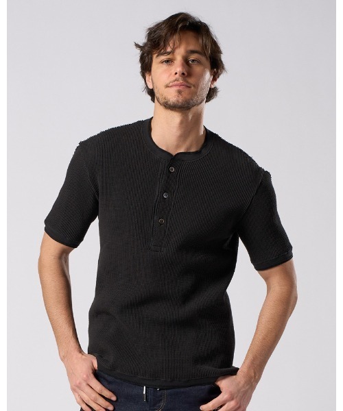 wjk（ダヴルジェイケイ）の「waffle henley S/S（Tシャツ/カットソー・メンズ・ブラック/ライトブルー/ホワイト・SMALL/MEDIUM/LARGE/X-LARGE）」の17枚目の写真