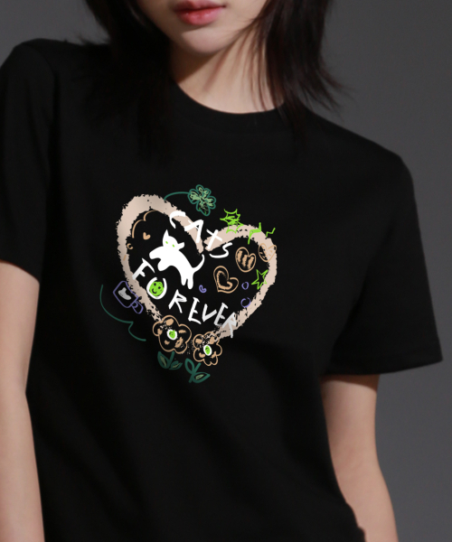 LIKE THE MOST(ライクザモースト)の「ウーマンキャッツフォーエバー レギュラー 半袖Tシャツ_ブラック(Tシャツ/カットソー・レディース・ブラック・L/M/S)」の3枚目の写真