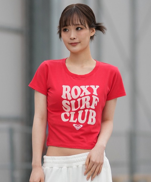 ROXY（ロキシー）の「ROXY/ロキシー 半袖 Tシャツ チビT 丈短め クロップド丈 RST261086（Tシャツ/カットソー・レディース・レッド/ホワイト/グレー・L/M）」の3枚目の写真
