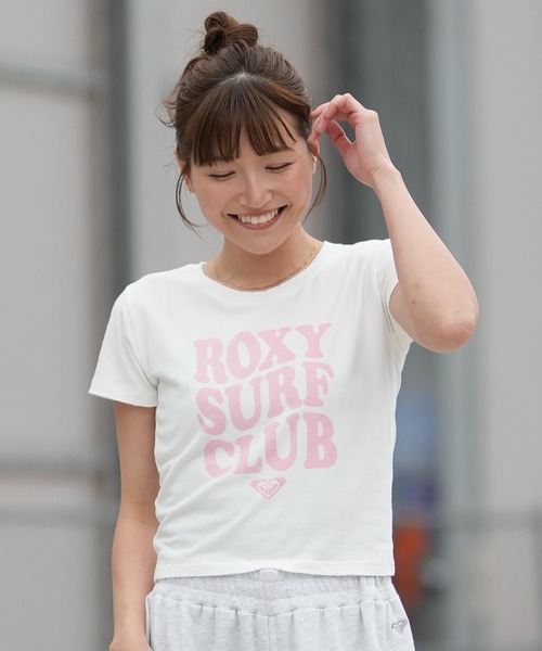 ROXY（ロキシー）の「ROXY/ロキシー 半袖 Tシャツ チビT 丈短め クロップド丈 RST261086（Tシャツ/カットソー・レディース・レッド/ホワイト/グレー・L/M）」の4枚目の写真
