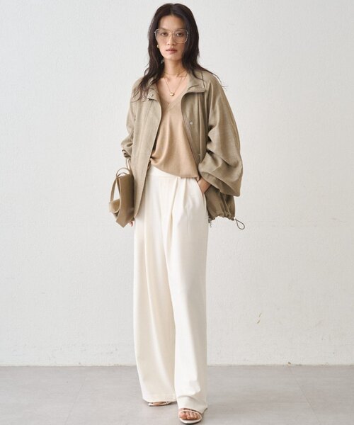 LOUNGEDRESS(ラウンジドレス)の「メランジギマスタンドブルゾン(ブルゾン・レディース・ベージュ/グレイッシュベージュ・FREE)」の10枚目の写真