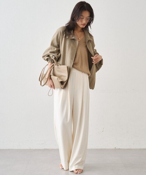 LOUNGEDRESS(ラウンジドレス)の「メランジギマスタンドブルゾン(ブルゾン・レディース・ベージュ/グレイッシュベージュ・FREE)」の11枚目の写真