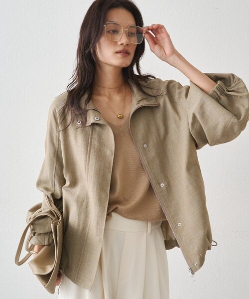 LOUNGEDRESS(ラウンジドレス)の「メランジギマスタンドブルゾン(ブルゾン・レディース・ベージュ/グレイッシュベージュ・FREE)」の12枚目の写真