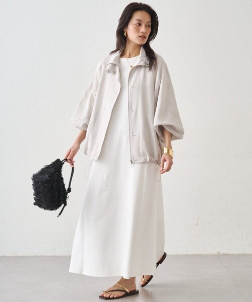 LOUNGEDRESS(ラウンジドレス)の「メランジギマスタンドブルゾン(ブルゾン・レディース・ベージュ/グレイッシュベージュ・FREE)」の3枚目の写真