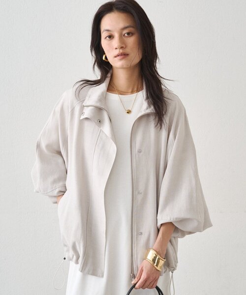 LOUNGEDRESS(ラウンジドレス)の「メランジギマスタンドブルゾン(ブルゾン・レディース・ベージュ/グレイッシュベージュ・FREE)」の4枚目の写真