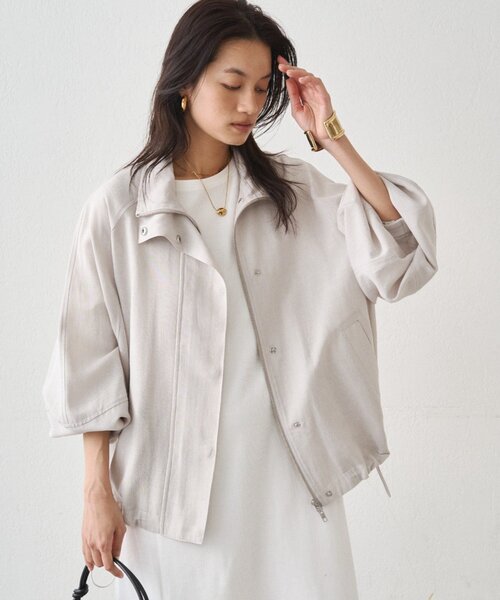 LOUNGEDRESS(ラウンジドレス)の「メランジギマスタンドブルゾン(ブルゾン・レディース・ベージュ/グレイッシュベージュ・FREE)」の5枚目の写真