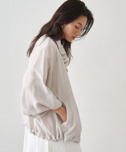 LOUNGEDRESS(ラウンジドレス)の「メランジギマスタンドブルゾン(ブルゾン・レディース・ベージュ/グレイッシュベージュ・FREE)」の6枚目の写真