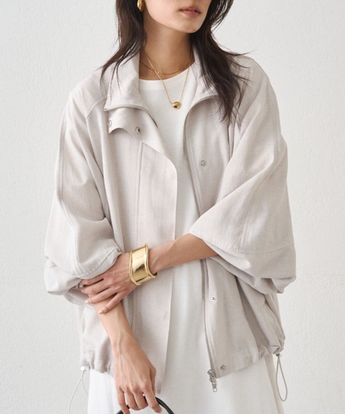 LOUNGEDRESS(ラウンジドレス)の「メランジギマスタンドブルゾン(ブルゾン・レディース・ベージュ/グレイッシュベージュ・FREE)」の2枚目の写真