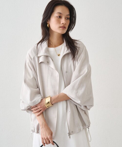 LOUNGEDRESS(ラウンジドレス)の「メランジギマスタンドブルゾン(ブルゾン・レディース・ベージュ/グレイッシュベージュ・FREE)」の8枚目の写真