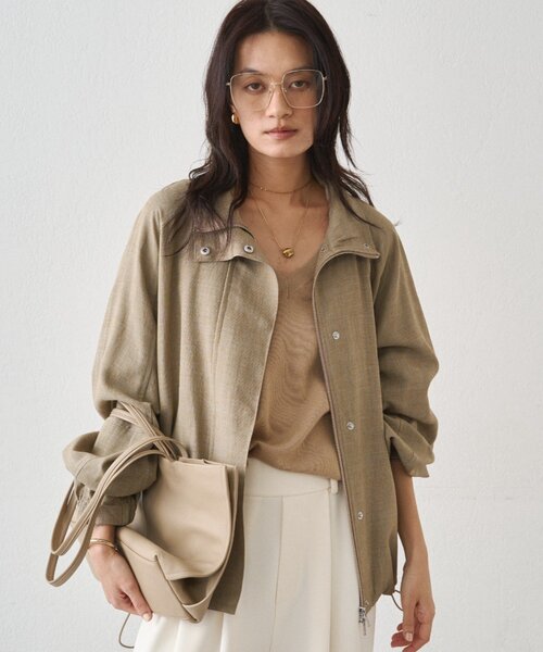 LOUNGEDRESS(ラウンジドレス)の「メランジギマスタンドブルゾン(ブルゾン・レディース・ベージュ/グレイッシュベージュ・FREE)」の9枚目の写真