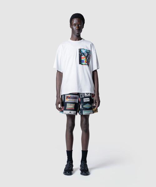 yoshiokubo（ヨシオクボ）の「yoshiokubo ヨシオクボ / MULTI-LOGO SHORT PT ゴブラン織マルチロゴ総柄ショートパンツ / YKS26421（その他パンツ・メンズ・ネイビー・3/2）」の4枚目の写真