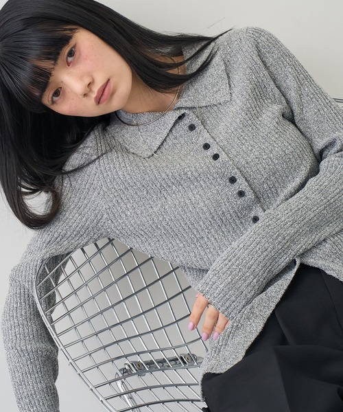 NOGLE（ノグル）の「【NOGLE/ノグル】サマーブークレリブニットポロカーディガン（カーディガン/ボレロ・レディース・ピンク/イエロー/ブルー/グレー・FREE）」の2枚目の写真