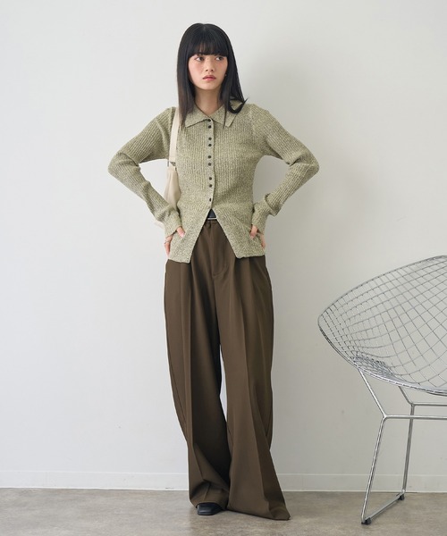 NOGLE（ノグル）の「【NOGLE/ノグル】サマーブークレリブニットポロカーディガン（カーディガン/ボレロ・レディース・ピンク/イエロー/ブルー/グレー・FREE）」の16枚目の写真