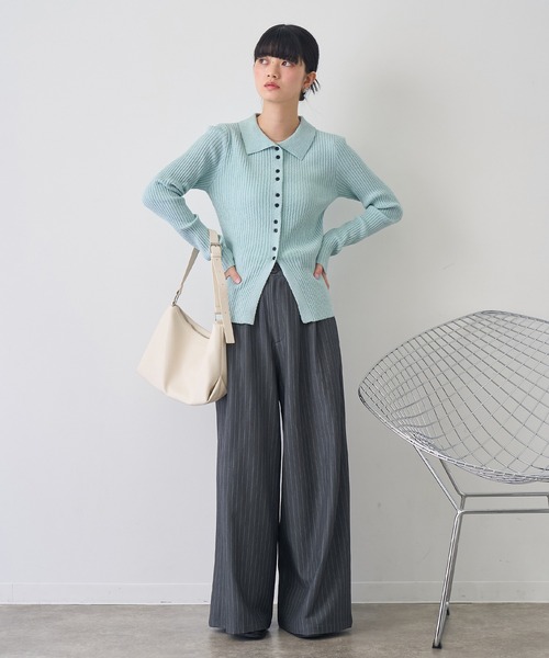 NOGLE（ノグル）の「【NOGLE/ノグル】サマーブークレリブニットポロカーディガン（カーディガン/ボレロ・レディース・ピンク/イエロー/ブルー/グレー・FREE）」の5枚目の写真