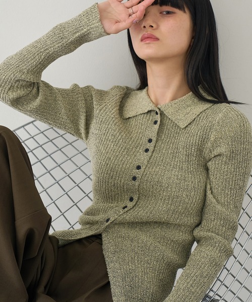 NOGLE（ノグル）の「【NOGLE/ノグル】サマーブークレリブニットポロカーディガン（カーディガン/ボレロ・レディース・ピンク/イエロー/ブルー/グレー・FREE）」の18枚目の写真