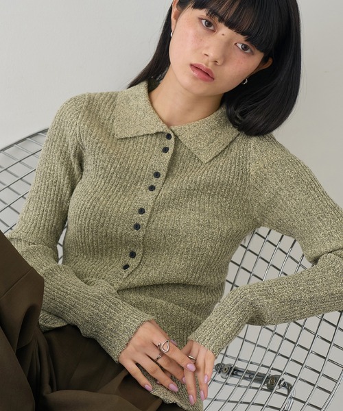 NOGLE（ノグル）の「【NOGLE/ノグル】サマーブークレリブニットポロカーディガン（カーディガン/ボレロ・レディース・ピンク/イエロー/ブルー/グレー・FREE）」の12枚目の写真