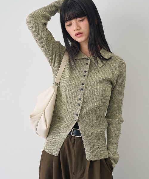 NOGLE（ノグル）の「【NOGLE/ノグル】サマーブークレリブニットポロカーディガン（カーディガン/ボレロ・レディース・ピンク/イエロー/ブルー/グレー・FREE）」の15枚目の写真