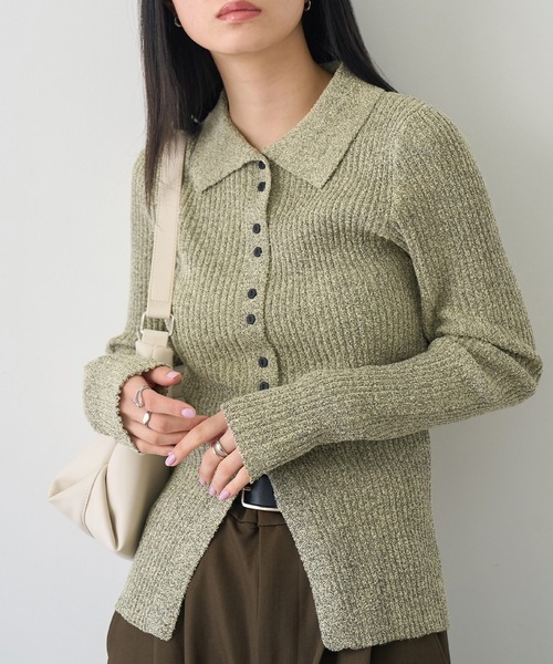 NOGLE（ノグル）の「【NOGLE/ノグル】サマーブークレリブニットポロカーディガン（カーディガン/ボレロ・レディース・ピンク/イエロー/ブルー/グレー・FREE）」の17枚目の写真