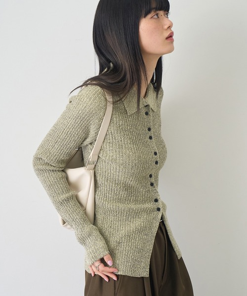 NOGLE（ノグル）の「【NOGLE/ノグル】サマーブークレリブニットポロカーディガン（カーディガン/ボレロ・レディース・ピンク/イエロー/ブルー/グレー・FREE）」の14枚目の写真