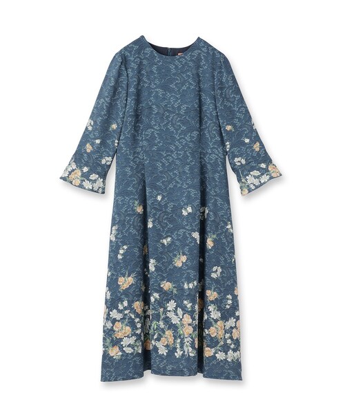 Sunauna(スーナウーナ)の「【SS~L】レースプリントワンピース(ワンピース・レディース・ネイビー系1/グレー系1/ブルー系1・34/40/38/36)」の5枚目の写真