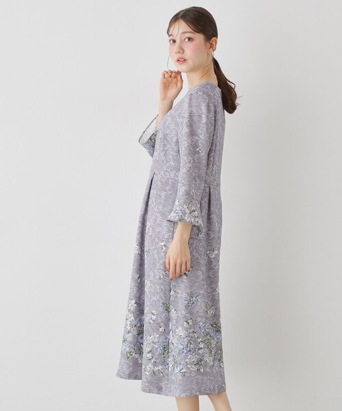 Sunauna(スーナウーナ)の「【SS~L】レースプリントワンピース(ワンピース・レディース・ネイビー系1/グレー系1/ブルー系1・34/40/38/36)」の7枚目の写真