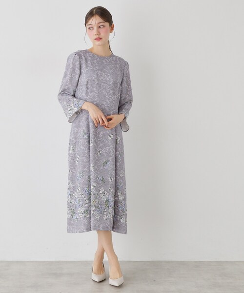 Sunauna(スーナウーナ)の「【SS~L】レースプリントワンピース(ワンピース・レディース・ネイビー系1/グレー系1/ブルー系1・34/40/38/36)」の8枚目の写真
