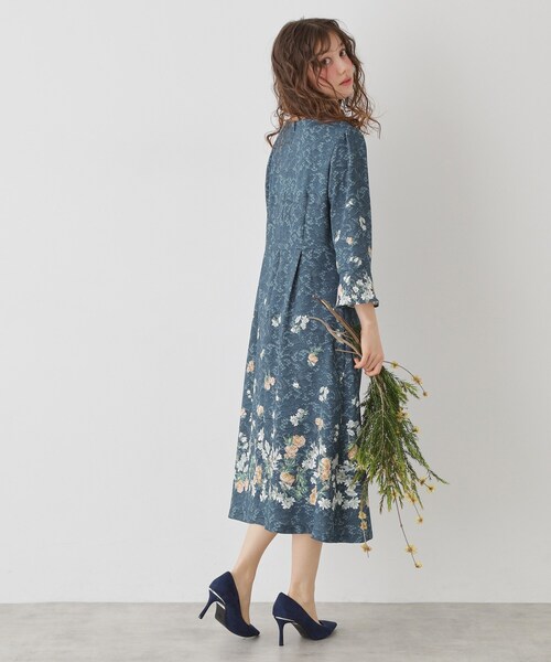 Sunauna(スーナウーナ)の「【SS~L】レースプリントワンピース(ワンピース・レディース・ネイビー系1/グレー系1/ブルー系1・34/40/38/36)」の11枚目の写真
