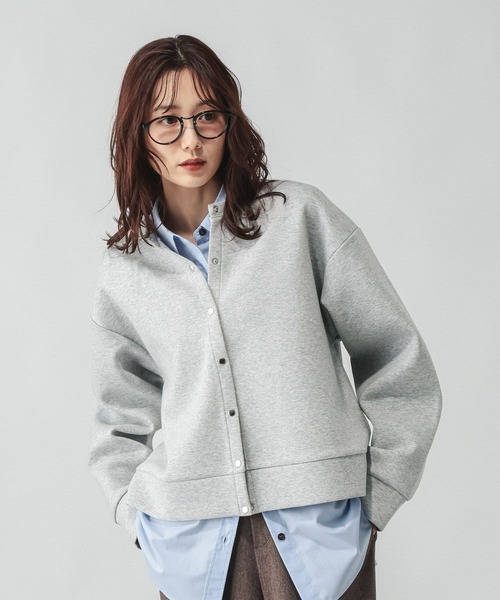 GLOBAL WORK（グローバルワーク）の「ダンボールボタンカーディガン/636099（カーディガン/ボレロ・レディース・ピンク系2/杢グレー/ブラック/グレイッシュベージュ・MEDIUM/LARGE）」の2枚目の写真