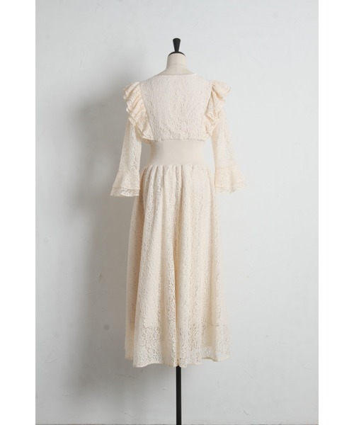 tocco closet(トッコ クローゼット)の「ウエストリブフリルレースワンピース(ワンピース・レディース・ラベンダー/ベージュ・M)」の21枚目の写真