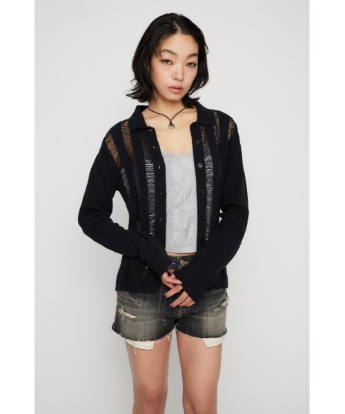 LAGUA GEM（ラグアジェム）の「LADDER KNIT トップス（ニット/セーター・レディース・アイボリー/ブラック/ライトブルー・FREE）」の5枚目の写真