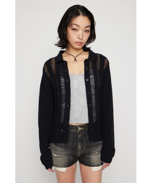 LAGUA GEM（ラグアジェム）の「LADDER KNIT トップス（ニット/セーター・レディース・アイボリー/ブラック/ライトブルー・FREE）」の6枚目の写真