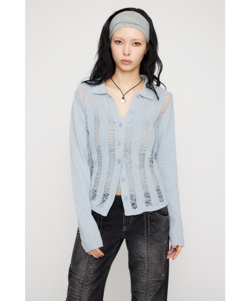LAGUA GEM（ラグアジェム）の「LADDER KNIT トップス（ニット/セーター・レディース・アイボリー/ブラック/ライトブルー・FREE）」の10枚目の写真