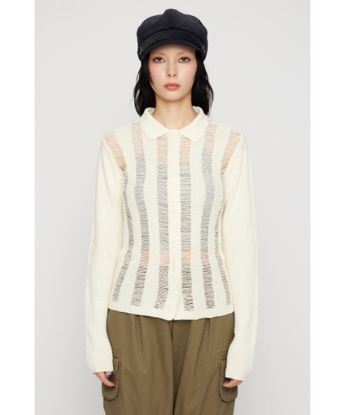 LAGUA GEM（ラグアジェム）の「LADDER KNIT トップス（ニット/セーター・レディース・アイボリー/ブラック/ライトブルー・FREE）」の16枚目の写真