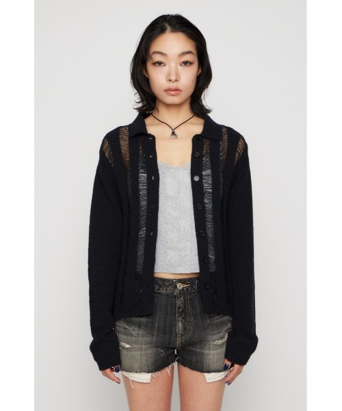 LAGUA GEM（ラグアジェム）の「LADDER KNIT トップス（ニット/セーター・レディース・アイボリー/ブラック/ライトブルー・FREE）」の4枚目の写真