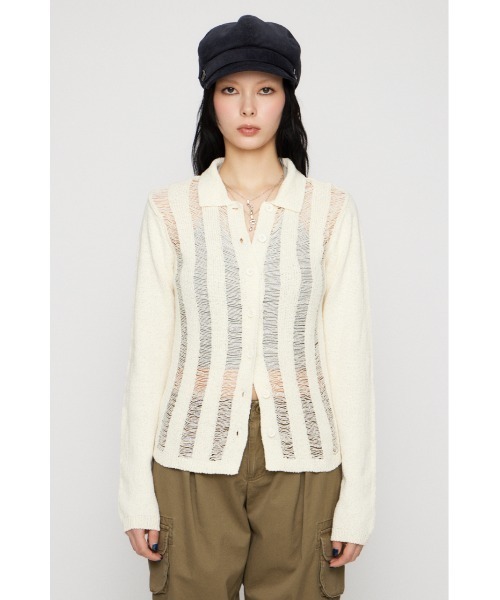 LAGUA GEM（ラグアジェム）の「LADDER KNIT トップス（ニット/セーター・レディース・アイボリー/ブラック/ライトブルー・FREE）」の12枚目の写真