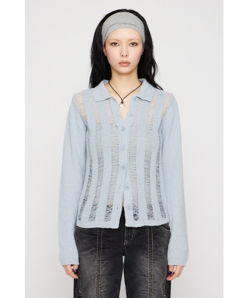LAGUA GEM（ラグアジェム）の「LADDER KNIT トップス（ニット/セーター・レディース・アイボリー/ブラック/ライトブルー・FREE）」の8枚目の写真