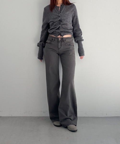 Fax Copy Express(ファックスコピーエクスプレス)の「FAX COPY EXPRESS Vintage washed brown-black 888(デニムパンツ・レディース・グレー・SMALL)」の5枚目の写真