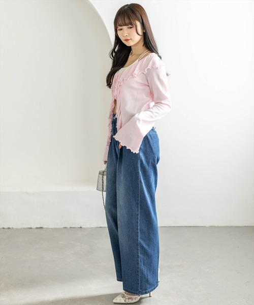 CLEAR BASIC（クリアベーシック）の「【低身長対応／サイズ展開あり】ハイウエストタックワイドデニムパンツ[カジュアル 着回し抜群 大人]（デニムパンツ・レディース・ネイビー/ライトブルー・PS/S/M）」の17枚目の写真