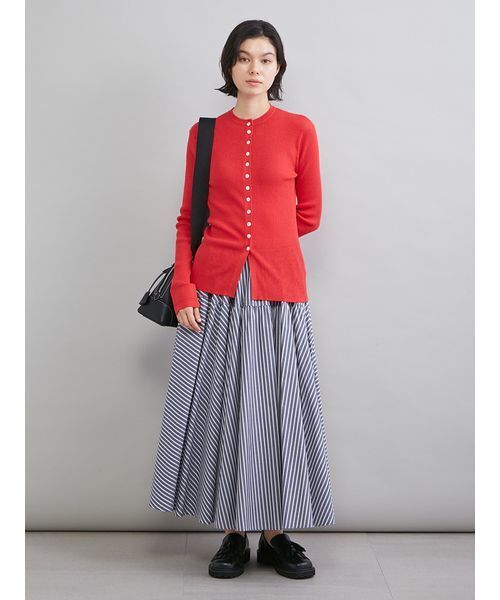 Mila Owen（ミラオーウェン）の「UVケアシアーリブニットカーディガン（カーディガン/ボレロ・レディース・ブラック/グレー/レッド/グリーン・1/0）」の8枚目の写真