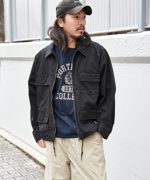 NO NEED(ノーニード)の「リップストップジャケット(ミリタリージャケット・メンズ・ブラック/オリーブ/アイボリー・L/M)」の4枚目の写真