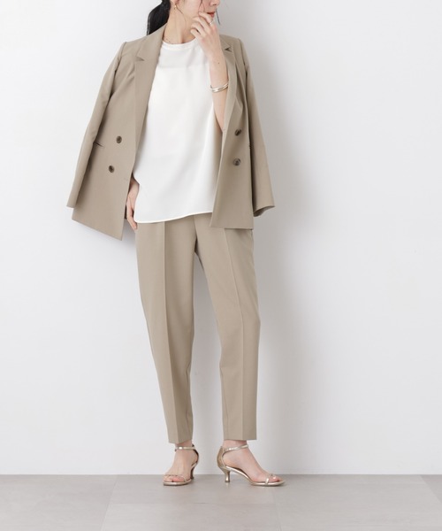 NANO universe(ナノユニバース)の「【GRACETEC】ライトファンクションイージーテーパードパンツ(セットアップ可)(スラックス・レディース・グレー/ベージュ/ネイビー・XS/S/M)」の1枚目の写真