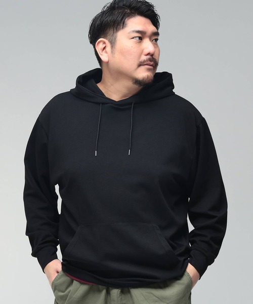 B&T CLUB(ビーティークラブ)の「パーカー 長袖 メンズ 大きいサイズ ふわかる Wフェイスポンチ プルオーバー B&T CLUB (ビーアンドティークラブ)(パーカー・メンズ・A/B/ブラック/ベージュ・X3(6L~7L)/X2(4L~5L)/X1(3L~4L))」の2枚目の写真