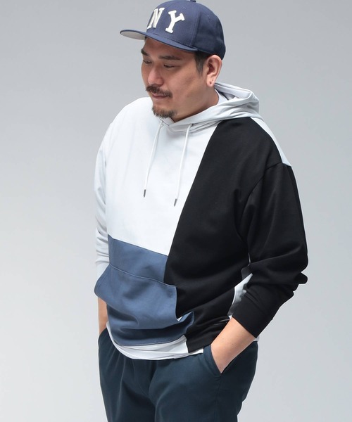 B&T CLUB(ビーティークラブ)の「パーカー 長袖 メンズ 大きいサイズ ふわかる Wフェイスポンチ プルオーバー B&T CLUB (ビーアンドティークラブ)(パーカー・メンズ・A/B/ブラック/ベージュ・X3(6L~7L)/X2(4L~5L)/X1(3L~4L))」の12枚目の写真