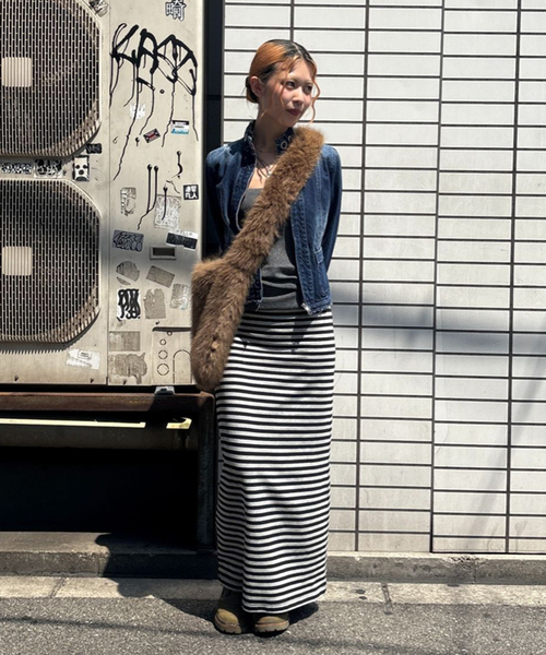 Oriens JOURNAL STANDARD（オリエンス ジャーナルスタンダード）の「《追加4》ボーダープリントスカート（スカート・レディース・ブラック/ブルー系その他・FREE）」の13枚目の写真