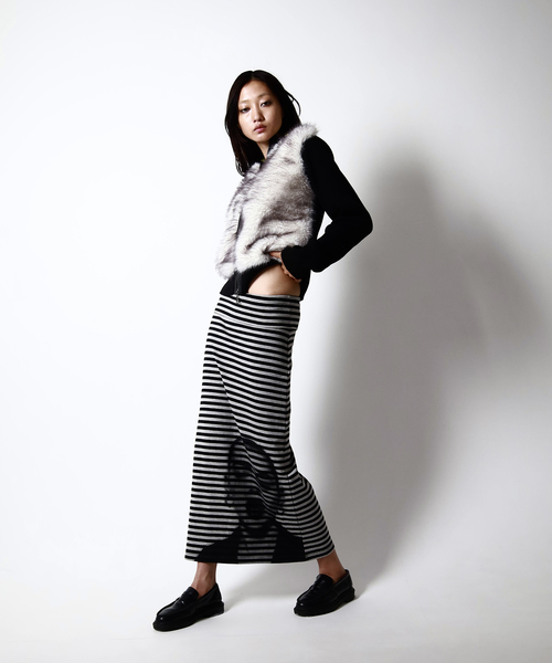 Oriens JOURNAL STANDARD（オリエンス ジャーナルスタンダード）の「《追加4》ボーダープリントスカート（スカート・レディース・ブラック/ブルー系その他・FREE）」の15枚目の写真