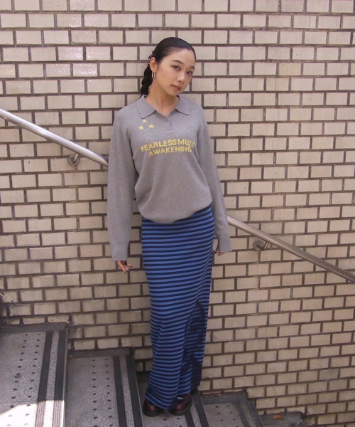 Oriens JOURNAL STANDARD（オリエンス ジャーナルスタンダード）の「《追加4》ボーダープリントスカート（スカート・レディース・ブラック/ブルー系その他・FREE）」の17枚目の写真