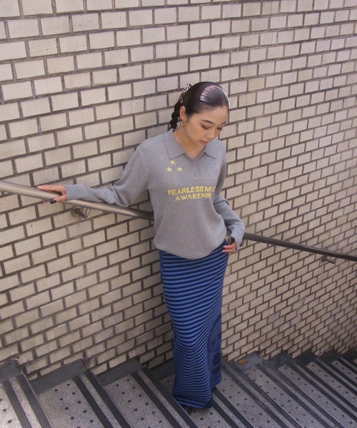 Oriens JOURNAL STANDARD（オリエンス ジャーナルスタンダード）の「《追加4》ボーダープリントスカート（スカート・レディース・ブラック/ブルー系その他・FREE）」の18枚目の写真