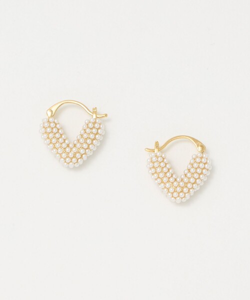 kaene(カエン)の「<kaene>ミニフープ ハート ピアス<Select by EMMEL REFINES>(ピアス(両耳用)・レディース・ホワイト・FREE)」の1枚目の写真